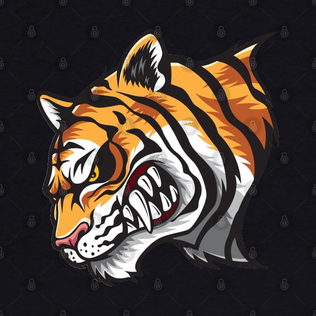 Angry Tiger - Wild Animal Cartoon Art by bigbikersclub